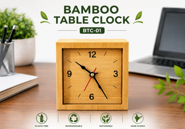 BAMBOO TABLE CLOCK (SQUARE) - BTC-01