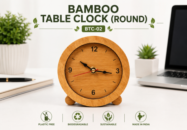BAMBOO TABLE CLOCK ( ROUND) - BTC-02