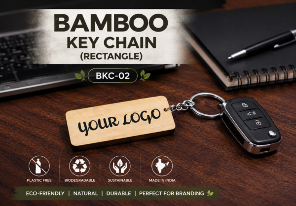 BAMBOO KEY CHAIN (RECTANGLE)- BKC-02