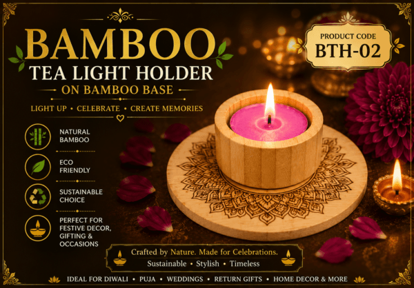 Bamboo Tea Light Holder With Bamboo