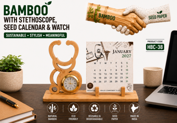 Bamboo Stethoscope with Seed Calendar & Watch