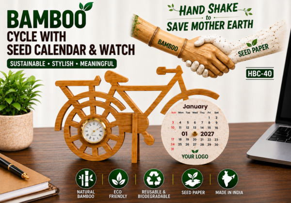 Bamboo Cycle with Seed Paper Calendar & Watch