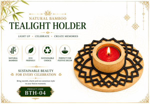 Bamboo Tea Light Holder